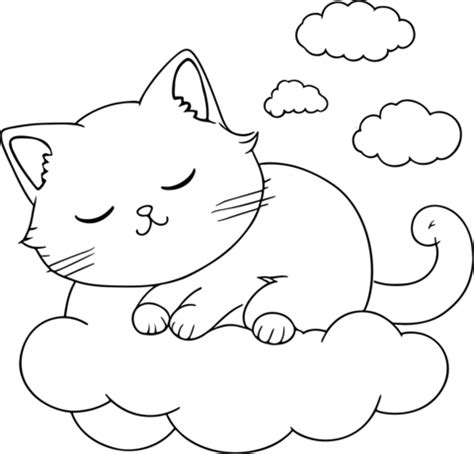 Cute Cat On A Cloud Coloring Page Free Printable Coloring Pages