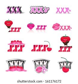 Xxx Porn Icons Set Isolated On Stock Vector Royalty Free 161176172 Shutterstock