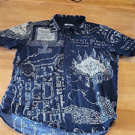 Warner Bros Shirts Harry Potter Marauders Map Button Up M Shirt