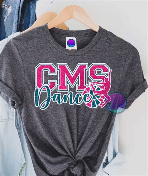 Custom Glitter Dance T-shirts Dance Team Name Letters Pom-pom Dancer ...