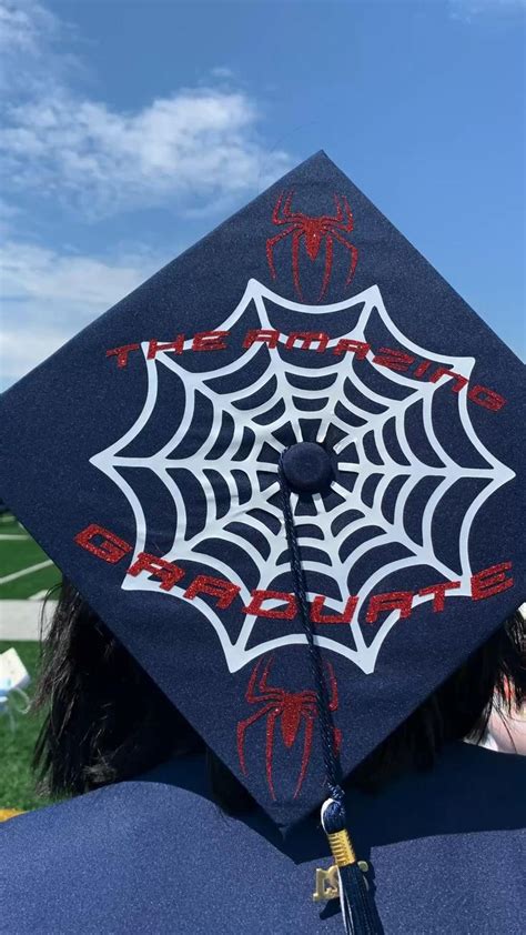 Spider Man Grad Cap Grad Cap Designs Graduation Cap Graduation Cap