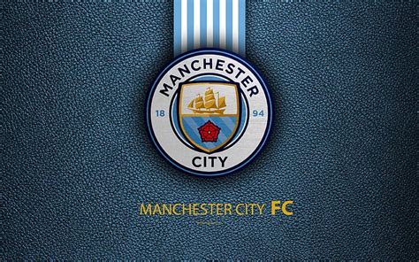 Manchester City FC, FC English football club, leather texture, Premier ...