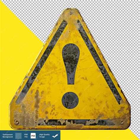 premium psd futuristic yellow latin warning sign transparent