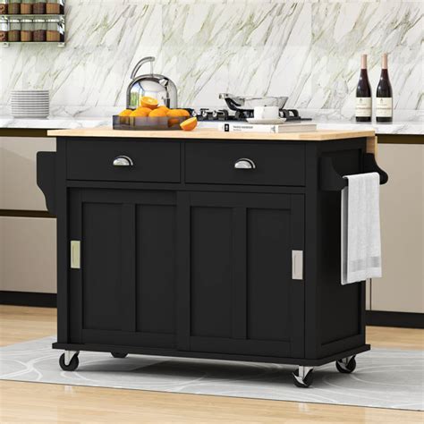 Red Barrel Studio Yocelin Kitchen Cart With Drop Leaf Countertop