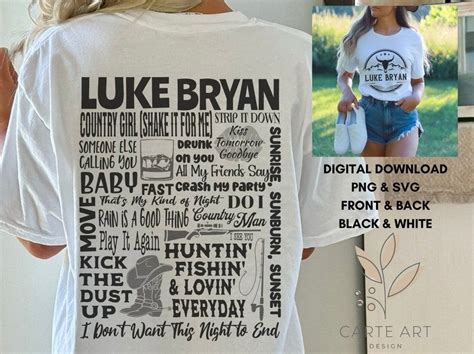 Luke Bryan SVG & Luke Bryan PNG for Country Music Concert SVG - Etsy ...