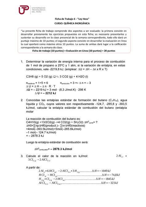 U S Ficha De Trabajo Ley De Hess Ficha De Trabajo Ley Hess