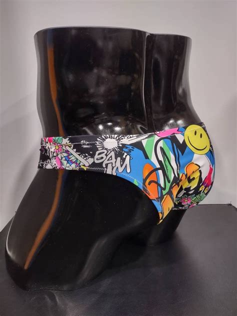 Cartoon Chaos Men S Swim Bikini Brief Half Back Cheeky Etsy