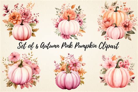 Autumn Pink Pumpkin Watercolor Clipart Graphic By Pcudesigns · Creative Fabrica