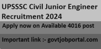 Upsssc Civil Junior Engineer Recruitment Government Jobs