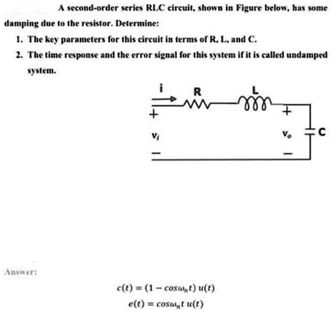 SOLVED A Second Order Series RLC Circuit Shown In Figure Below Has