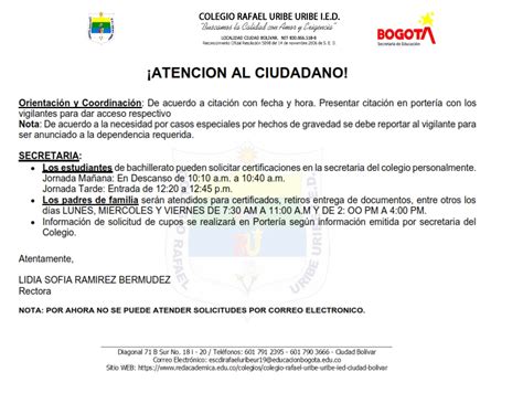 Horario De Atencion Al Ciudadano Portal Red Acad Mica