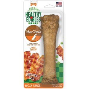 NYLABONE Healthy Edibles All-Natural Long Lasting Bacon Dog Chew Treats ...