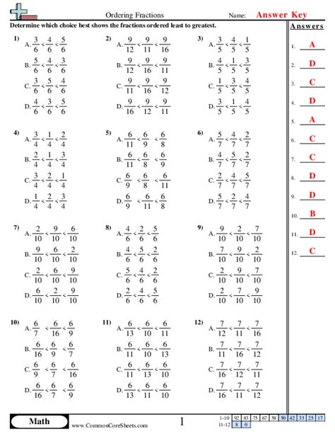 Comparing Fractions Worksheets