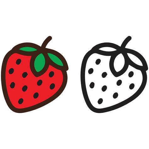 Fresh Red Strawberry And Outline On White Background Free Vector