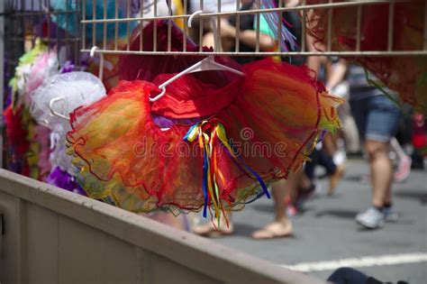 Rainbow Colored Tutus On Hangers At Gay Pride Parade Stock Photo Image Of Tutu Parade