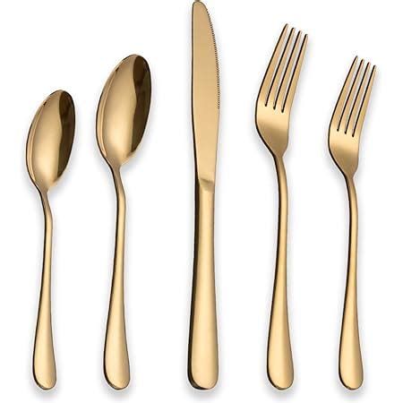 Amazon Berglander Flatware Set Shiny Black Gold Piece Black