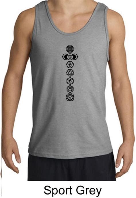 Mens Yoga Tank Top Chakras Black Print Tanktop Chakras Black