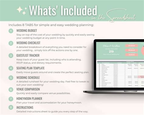 Digital Wedding Planner Spreadsheet For Google Sheets Wedding Etsy