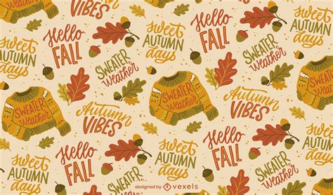 Cute Autumn Fall Sweater Weather Pattern Design Vector Download