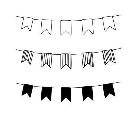 Premium Vector Set Of Doodle Garland With Flags