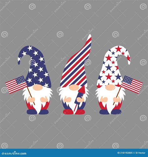 Patriotic Gnomes 4th Of July Gnomes Vector T Shirt Design Stock Vector