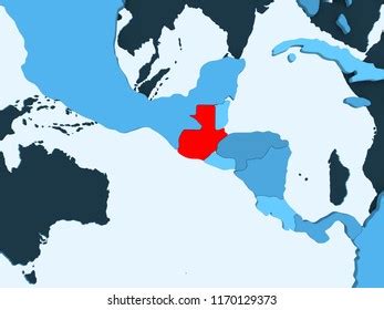 Guatemala Red On Blue Political Map 스톡 일러스트 1170129373 Shutterstock