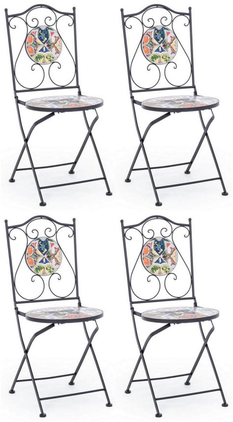 Casa Padrino Art Nouveau Garden Chair Set Of Black Multicolored