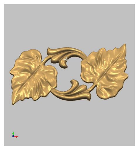 элемент декора "Два листа" (Модель 1054) STL для фрезерных и фрезерных ...
