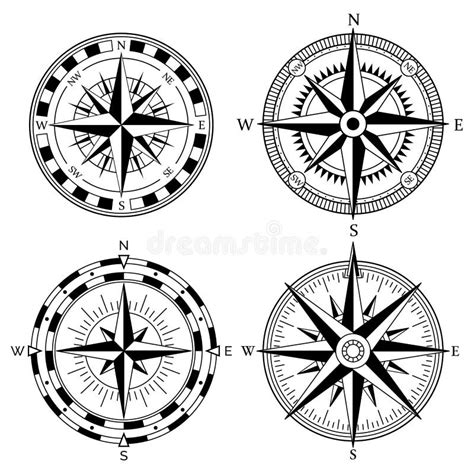 Wind Rose Retro Design Vector Collection Vintage Nautical Or Marine Wind Rose And Compass Icons