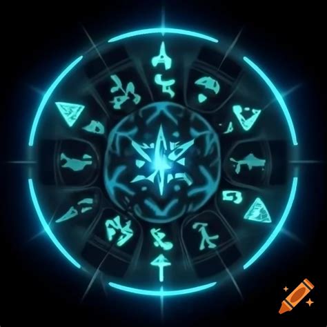 Magical Glowing Arcane Runes With Geometric Shapes And Fractals In