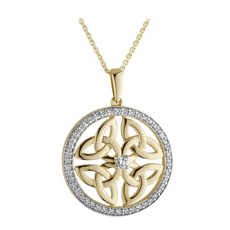 14k Gold Diamond Trinity Knot Pendant