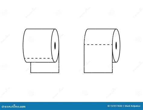 Toilet Tissue Paper Roll Outline Icon Vector Stock Illustration