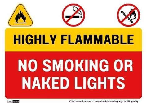 Highly Flammable No Smoking Or Naked Lights Sign HSENation