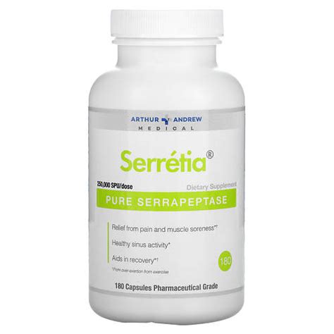 Купить Arthur Andrew Medical, Serretia, чистая серрапептаза, 500 мг ...