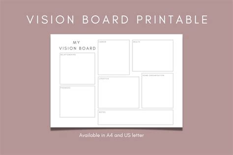 Simple And Easy To Use Vision Board Template 4 Printables Etsy