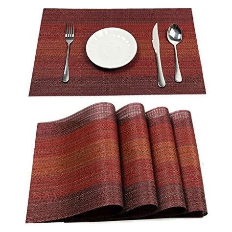 Pauwer Placemats Set Of For Dining Table Washable Woven Vinyl