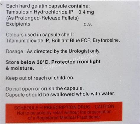 Tamlocept 04 Tamsulosin Hcl Cap 04 Mg At Rs 2244stripe In Mumbai