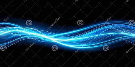 Modern Neon Blue Abstract High Speed Light Motion Effect On Black