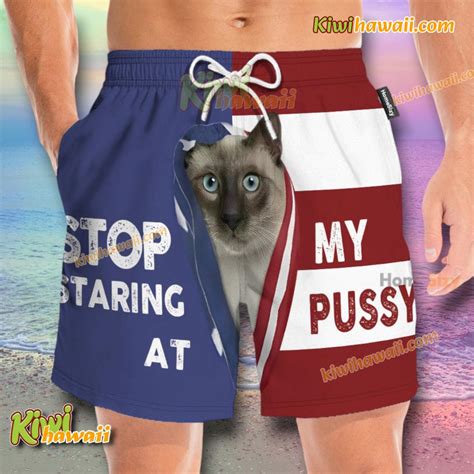 Free Shipping 20 Off Siamese Cat Stop Staring At My Pussy Beach Shorts KiwiHawaii