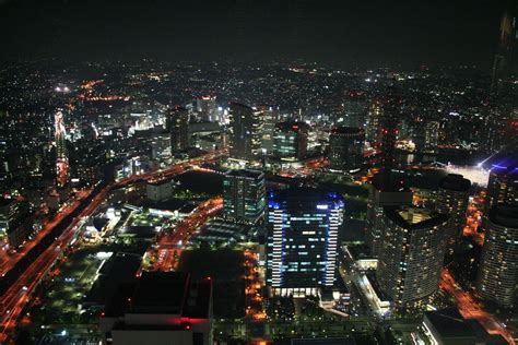 Minato Mirai as seen from 273 meters high at night - From northern ...