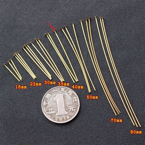 200pcs 16 80mm Headpins Raw Brass Flat Head Pins Wire Etsy