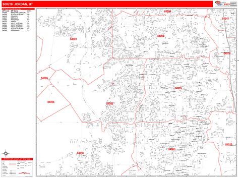 South Jordan Utah Zip Code Wall Map Red Line Style By Marketmaps