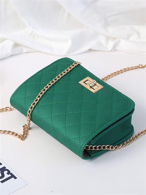 Quilted Flap Crossbody Bag With Chain