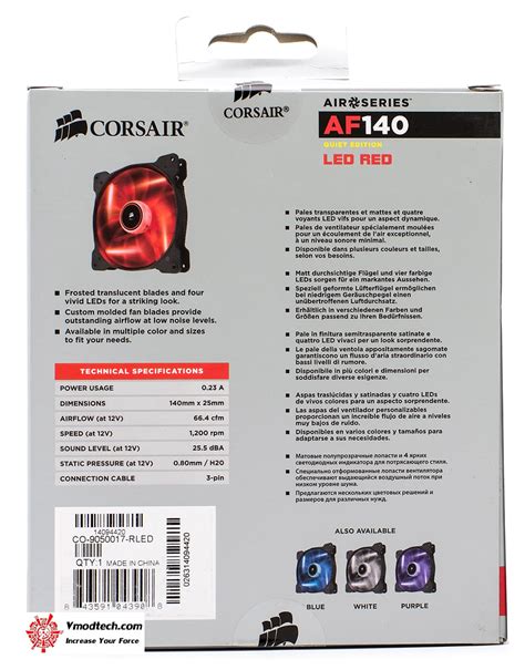 CORSAIR Air Series AF120 And AF140 LED Quiet Edition High Airflow Fan