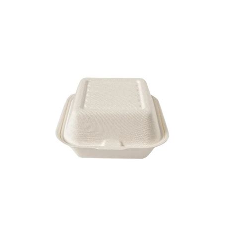 6 Inch Take Away Disposable Biodegradable Sugarcane Pulp Burger Box