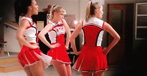 Via Giphy Cheer Stunts Cheerleading Glee Cheerios Glee Season 1 Don’t Stop Believin’ Cheer