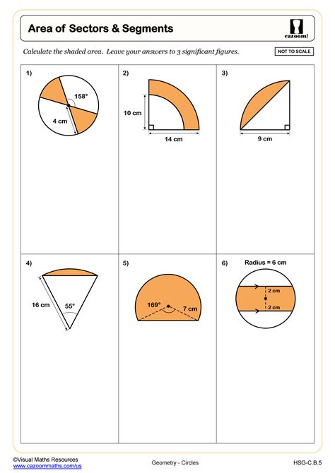 Area of Shaded Regions of Circles Worksheet | PDF Printable Geometry ...