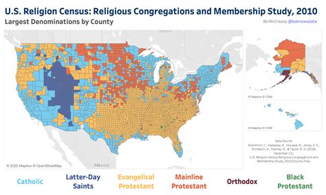 Largest Religious Denominations By Us County Oc Rdataisbeautiful