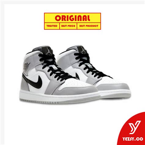 Jual Sepatu Nike Air Jordan 1 Mid Light Smoke Grey Original Shopee Indonesia