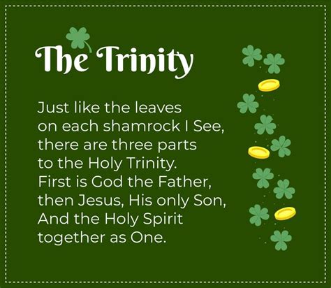 A St Patrick S Day Poem With Shamrocks And Gold Coins On Green Background